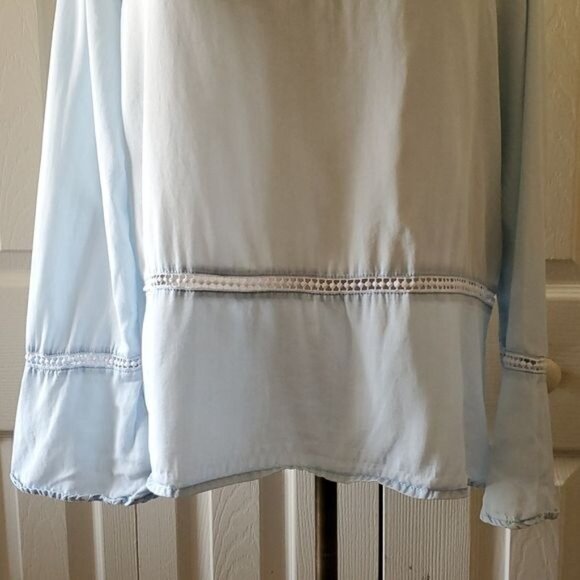 Tunic Blouse V Neck Long Sleeve Baby Blue Time & Tru Women's WOMAN'S Extra Large - Picture 3 of 11